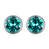Blue Black Purple Pink Red Silver White Green Crystal Stud Earrings for Women Trendy Party Fine Jewelry
