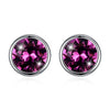 Blue Black Purple Pink Red Silver White Green Crystal Stud Earrings for Women Trendy Party Fine Jewelry