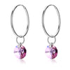 Colorful Crystal Real 925 Sterling Silver Drop Earrings for Women Trendy Hanging Dangle Earrings Fine Jewelry