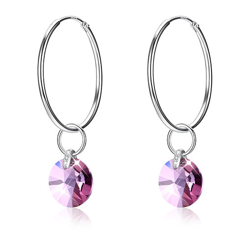 Colorful Crystal Real 925 Sterling Silver Drop Earrings for Women Trendy Hanging Dangle Earrings Fine Jewelry