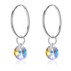 Colorful Crystal Real 925 Sterling Silver Drop Earrings for Women Trendy Hanging Dangle Earrings Fine Jewelry