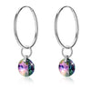 Colorful Crystal Real 925 Sterling Silver Drop Earrings for Women Trendy Hanging Dangle Earrings Fine Jewelry