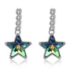Colorful Crystal Real 925 Sterling Silver Drop Earrings for Women Trendy Pure Silver Fine Jewelry