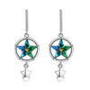Colorful Star Crystal 925 Sterling Silver Drop Earrings for Women Trendy Party Dangle Earrings Fine Jewelry