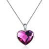 Purple/Pink/Green/Clear Crystal 925 Sterling Heart Silver Pendant Necklaces for Women Fine Jewelry