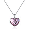 Purple/Pink/Green/Clear Crystal 925 Sterling Heart Silver Pendant Necklaces for Women Fine Jewelry
