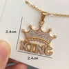 KING Crown Pendant Necklace for Men Punk Letter Necklace for Women Gold Stainless Steel Twist Chain Couple Hip Hop Jewelry Gifts