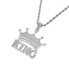 KING Crown Pendant Necklace for Men Punk Letter Necklace for Women Gold Stainless Steel Twist Chain Couple Hip Hop Jewelry Gifts