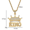 KING Crown Pendant Necklace for Men Punk Letter Necklace for Women Gold Stainless Steel Twist Chain Couple Hip Hop Jewelry Gifts
