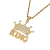 KING Crown Pendant Necklace for Men Punk Letter Necklace for Women Gold Stainless Steel Twist Chain Couple Hip Hop Jewelry Gifts