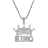 KING Crown Pendant Necklace for Men Punk Letter Necklace for Women Gold Stainless Steel Twist Chain Couple Hip Hop Jewelry Gifts