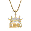 KING Crown Pendant Necklace for Men Punk Letter Necklace for Women Gold Stainless Steel Twist Chain Couple Hip Hop Jewelry Gifts