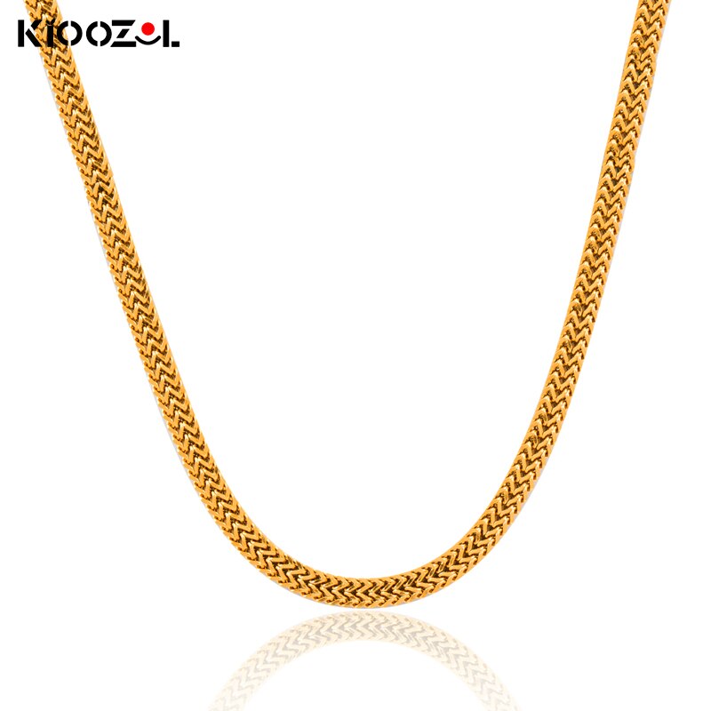 KIOOZOL Classic Cuba Stainless Steel Snake Chain Thick Necklace Gold Choker Necklace For Women Jewelry Accessories 325 KO8