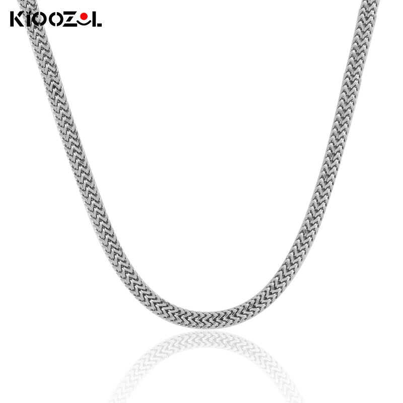 KIOOZOL Classic Cuba Stainless Steel Snake Chain Thin Necklace Silver Color Choker Necklace For Women Jewelry 325 KO8