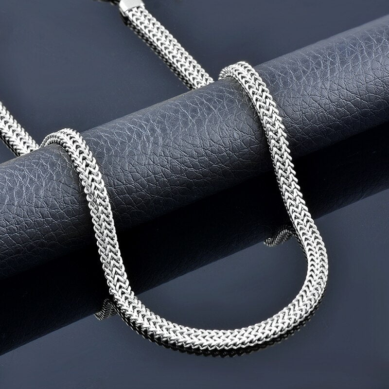 KIOOZOL Classic Cuba Stainless Steel Snake Chain Thin Necklace Silver Color Choker Necklace For Women Jewelry 325 KO8