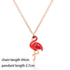 KIOOZOL Red Flamingo Crystal Pendant Rose Gold Stainless Steel Necklace For Women Summer Popular Jewelry 307 KO2
