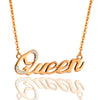 KIOOZOL QUEEN Letter Pendant Micro Inlaid Cubic ZIrconia Rose Gold Silver Color Choker Necklace For Women Beach Jewelry ZD1 KO5