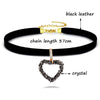 KIOOZOL Sexy Black Leather Hollow Star Rectangle Love Triangle Pendant Crystal Choker Necklace for Women Jewelry 459 KO2