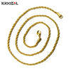 KIOOZOL  Stainless Steel Braid Rope Gold Silver Color Necklace For Men Women Popular Jewelry Accessories 2021 Trend 378 KO2