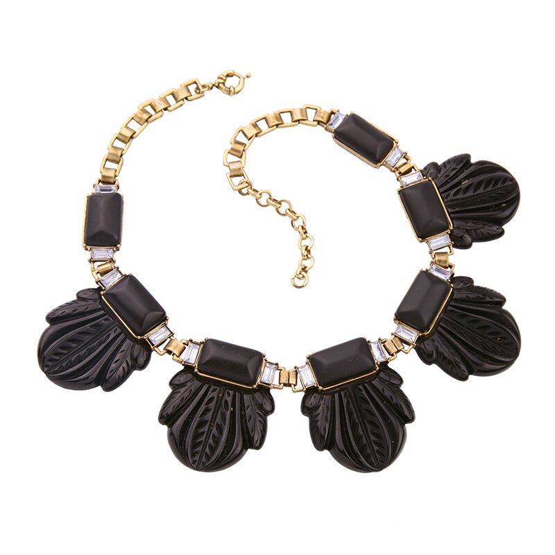 KISS ME 2021 Alloy Resin Red Black Leaves Big Necklace Unique Vintage Collar Necklace Brand Statement Jewelry