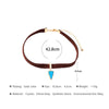 KISS ME Brown Imitation Leather Choker Necklace 2021 Popular Blue Triangle Synthetic Stone Maxi Necklace Vintage Jewelry