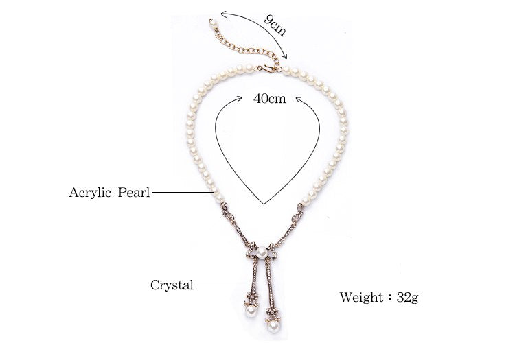 KISS ME Classic Simulated Pearls Necklace Geometric Crystal Pendant Necklace Unique Women Party Jewelry