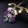 KISS ME Halloween Jewelry Hyperbole Purple Rhinestone Heart Skull Necklace Gold Color Chain Chunky Necklace Statement Jewelry