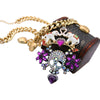 KISS ME Halloween Jewelry Hyperbole Purple Rhinestone Heart Skull Necklace Gold Color Chain Chunky Necklace Statement Jewelry
