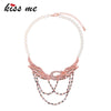 KISS ME  Simulated Pearls Beads Chain Crystal Swan Choker Necklace Women Brand Statement Necklace Jewelry