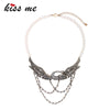 KISS ME  Simulated Pearls Beads Chain Crystal Swan Choker Necklace Women Brand Statement Necklace Jewelry