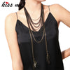 KISS ME Multiple Layers Alloy Choker Necklace for Women Bijoux Feather Maxi Statement Necklaces Collier Jewelry