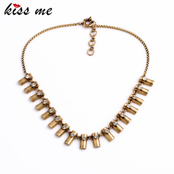 KISS ME Retro Ouro Collares 2021 Vintage Style Antique Gold Color Necklace Choker Dress Accessories