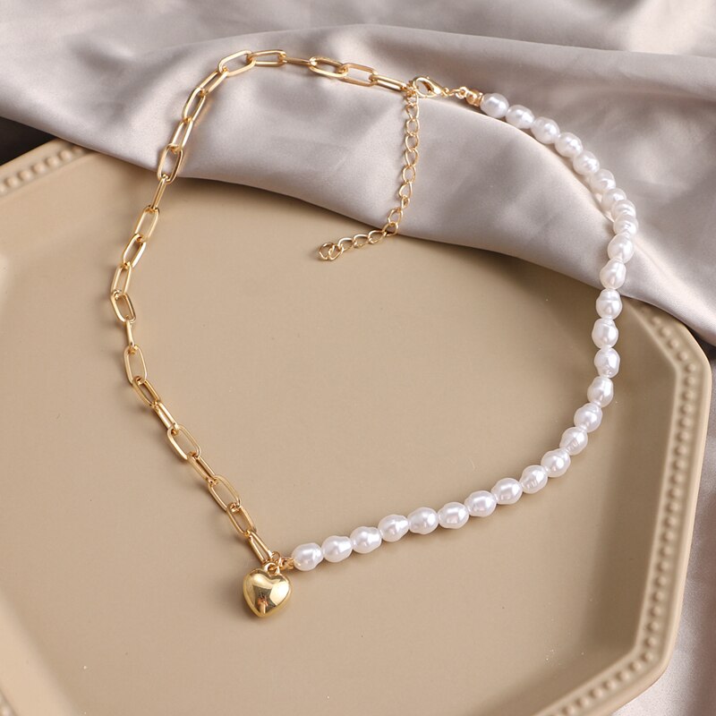 KISS WIFE Vintage Pearl Choker Necklace For Women Summer White Imitation Pearl Necklaces Trend Elegant Wedding Jewelry