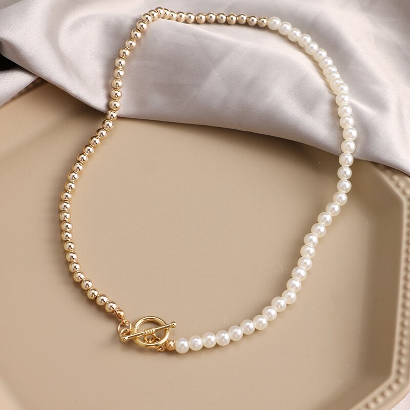 KISS WIFE Vintage Pearl Choker Necklace For Women Summer White Imitation Pearl Necklaces Trend Elegant Wedding Jewelry