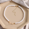 KISS WIFE Vintage Pearl Choker Necklace For Women Summer White Imitation Pearl Necklaces Trend Elegant Wedding Jewelry