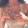 Bohemia Carving Hollow Flower Tree Chain Silver Necklace Charm Pendant Long Necklace Fashion Jewelry