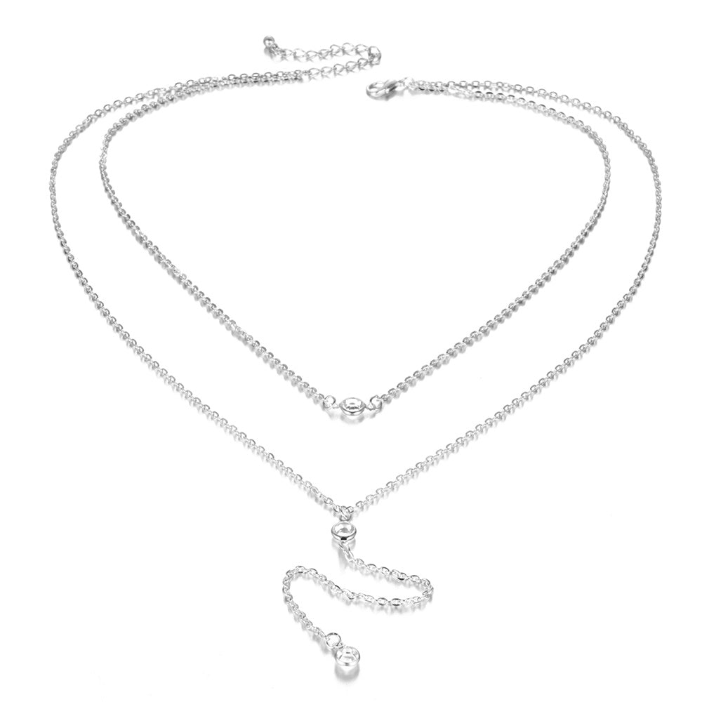 Charm Long Tassel Chain Necklace Charming Women Gold Color Boho Beach Sexy Body Jewelry Crystal Pendant Nec