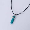 Hexagonal Column Natural Crystal turquoises Tiger Eye pendent Necklace For Women PU Leather Chain Stone Choker Necklac