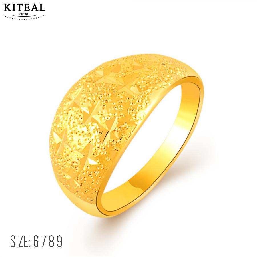 aliexpress 24K GP gold Color size 6 7 8 9 Perfume women rings simple style pure gold color men ring bijoux