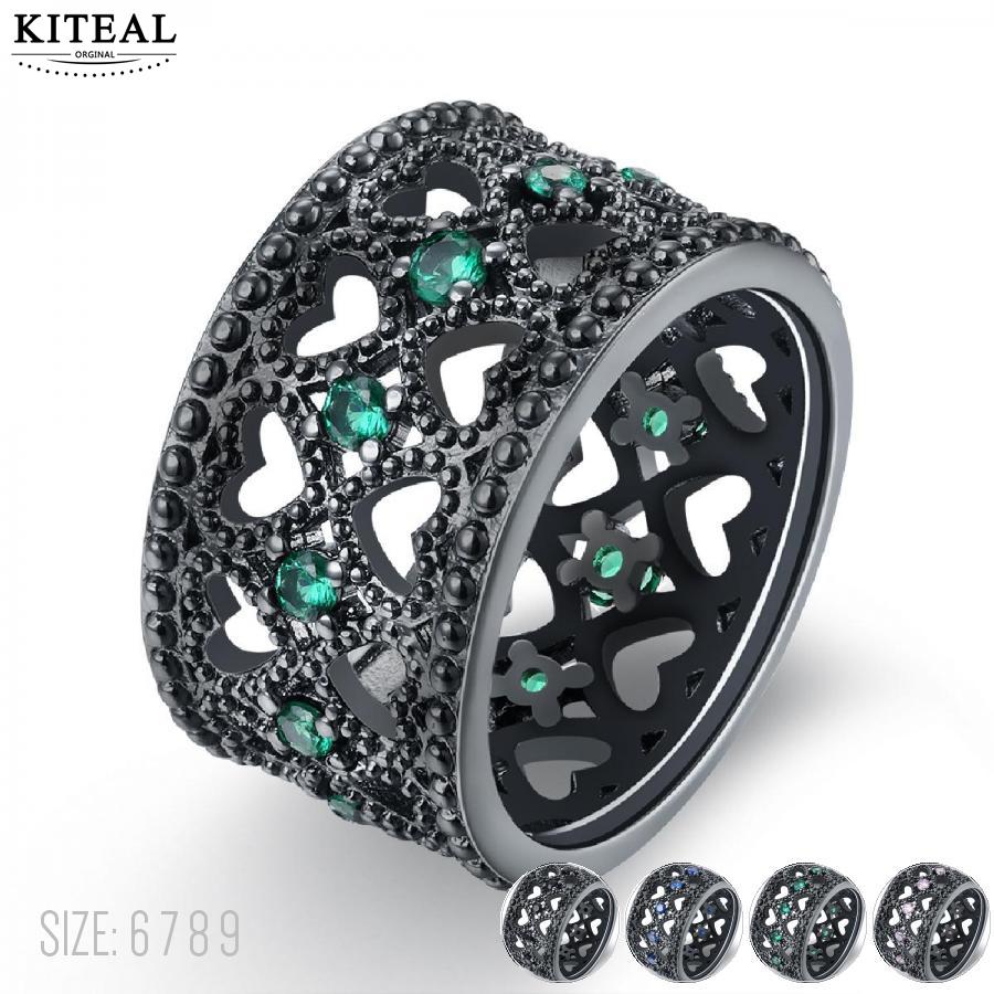 aliexpress Gold color Black Gun color Black Blue Green Pink size 6 7 8 9 ring for female green stone bague oso