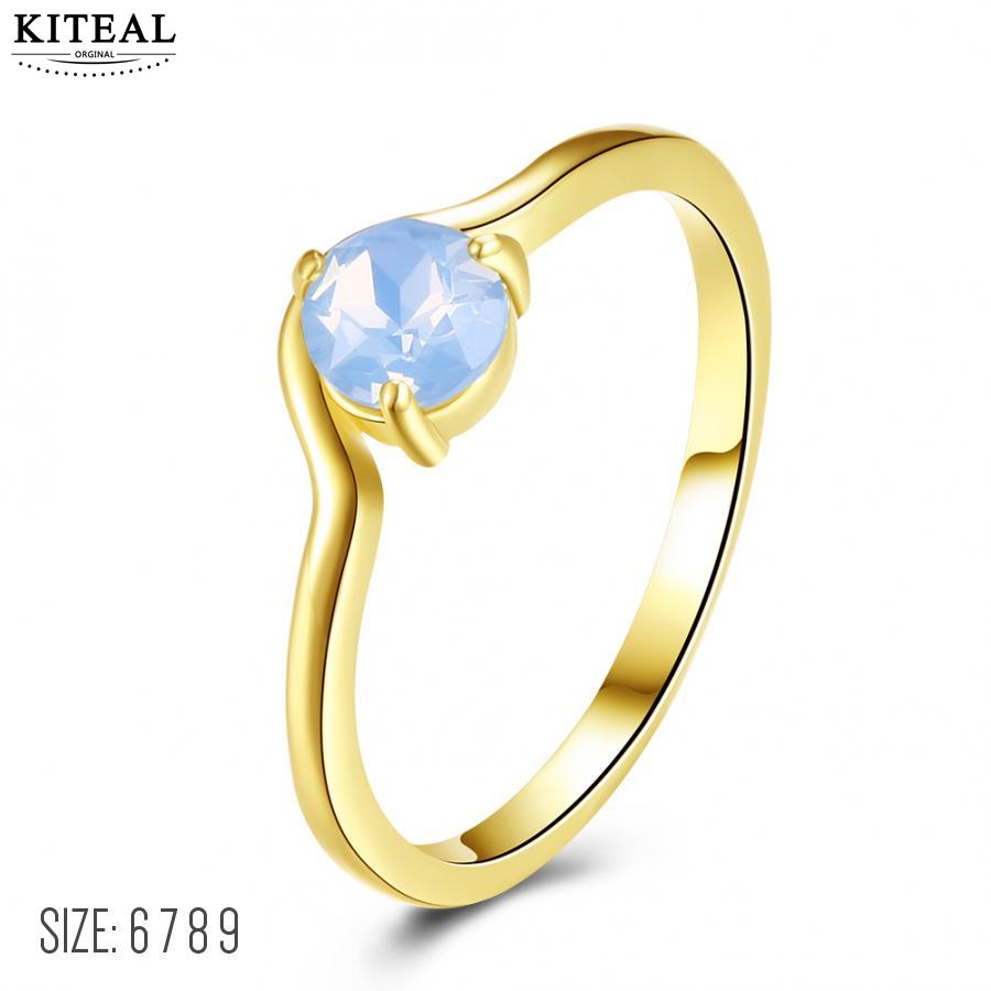 aliexpress Gold color Blue size 6 7 8 9 wedding rings for women opal anillos to.us bear bone