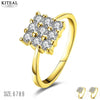 aliexpress Gold color Yellow/White color White size 6 7 8 9 wedding ring square zircon bague bone