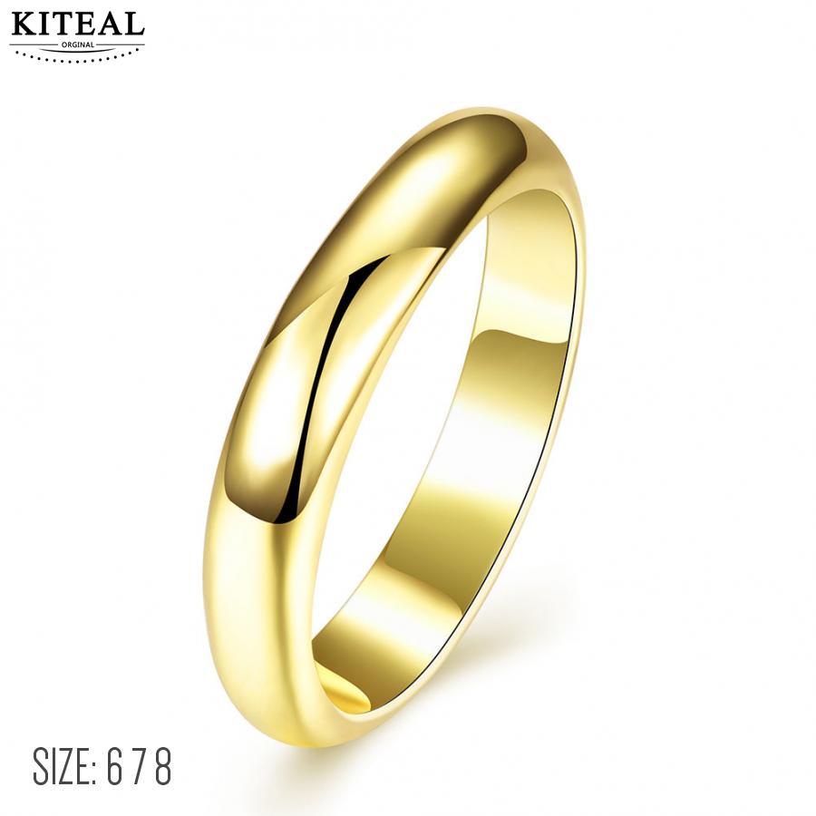 aliexpress Gold color size 6 7 8 female rings smooth round circle simple style ring men bijoux women