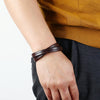 KIirykle Simple Double-deck Leather Bracelets&amp;Bangles For Men Punk brown/Black Wristband Cuff Jewelry boy Gift