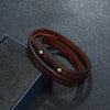 KIirykle Simple Double-deck Leather Bracelets&amp;Bangles For Men Punk brown/Black Wristband Cuff Jewelry boy Gift