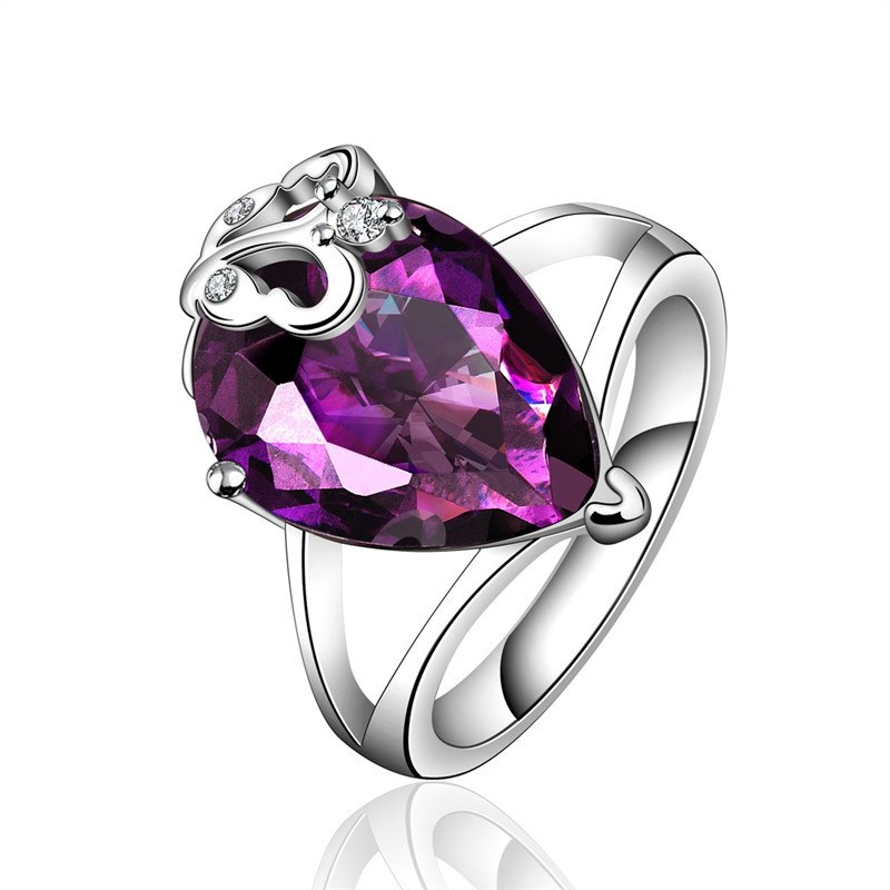 KJ-FVRR001 fashion party ring, rhodium plated with AAA purple cz ring, best for Woman, Lady or Gift