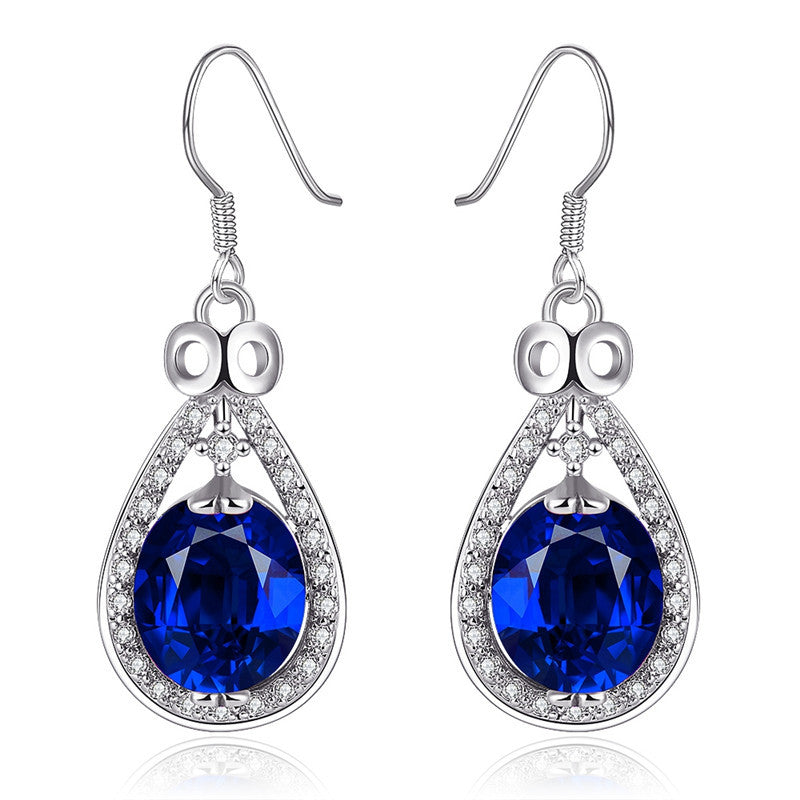 KJ-GPE1042-C, Ki Fashion blue collection earring, Top AAA blue CZ, best for party, gift, or Women.