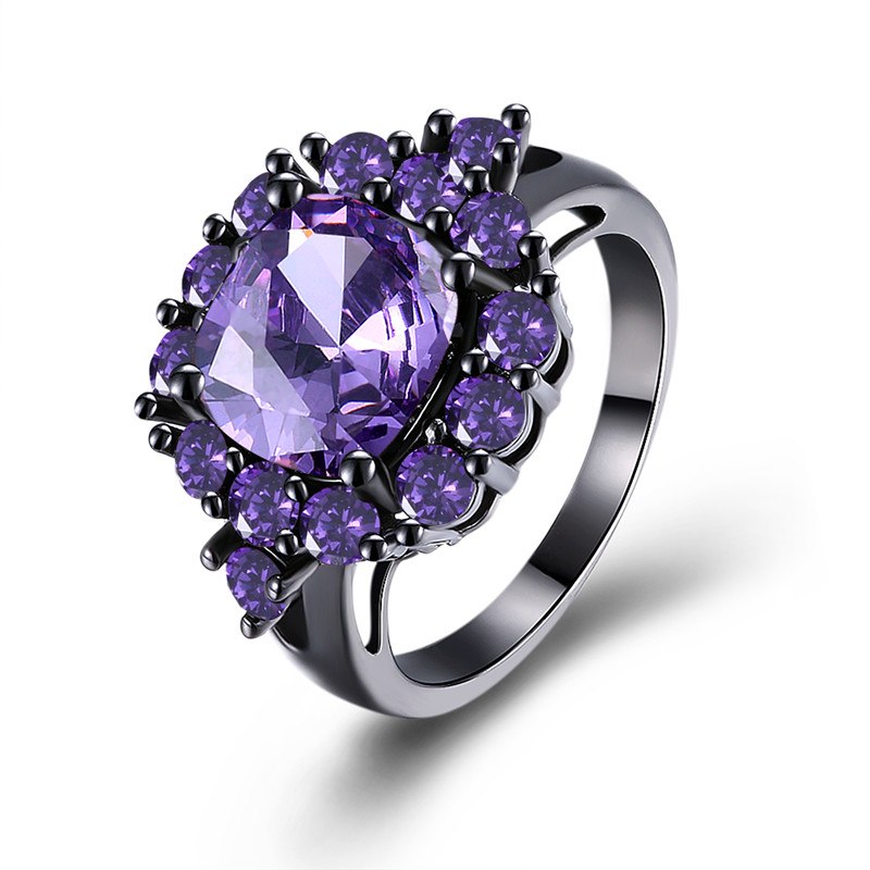 KJ-GPR1133-B, colorful ring with top AAA purple stone,fashion gun plated rings, classic,lovely fine jewelry ring for Woman gift