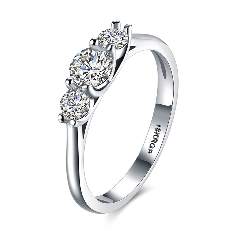 KJ-GPR835, Ki Brilliant-25 fashion Ring,Three Brilliant cz plated,silver color ring Best for gift, Christmas, party or lady