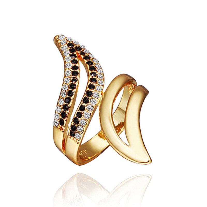 KJ-RGPR367, Fashion geometry design ring, two tone plated VM + black color ring, best for Woman, Lady or Gift, party